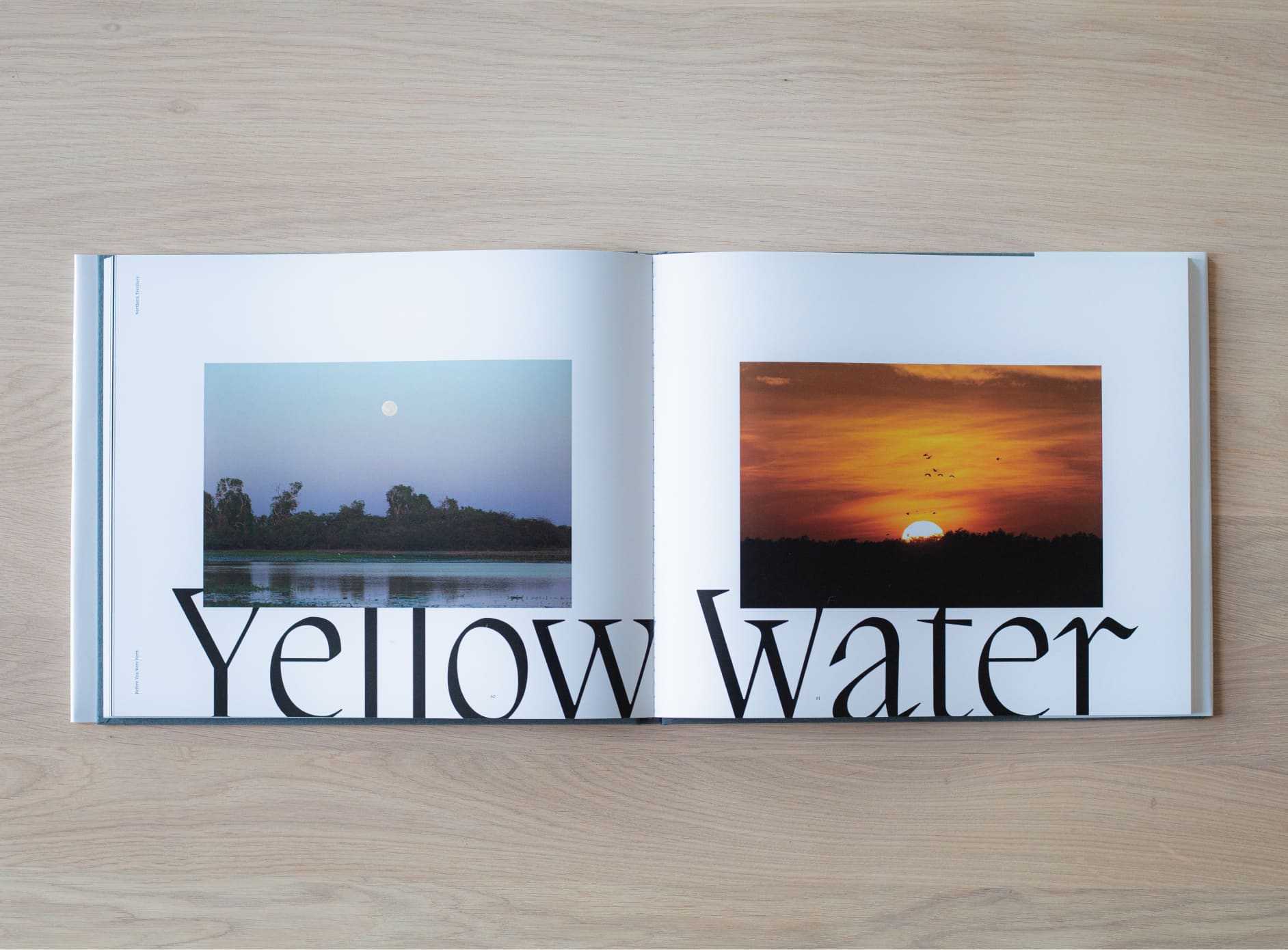 The before you were born book open on a double page spread of Yellow Water.